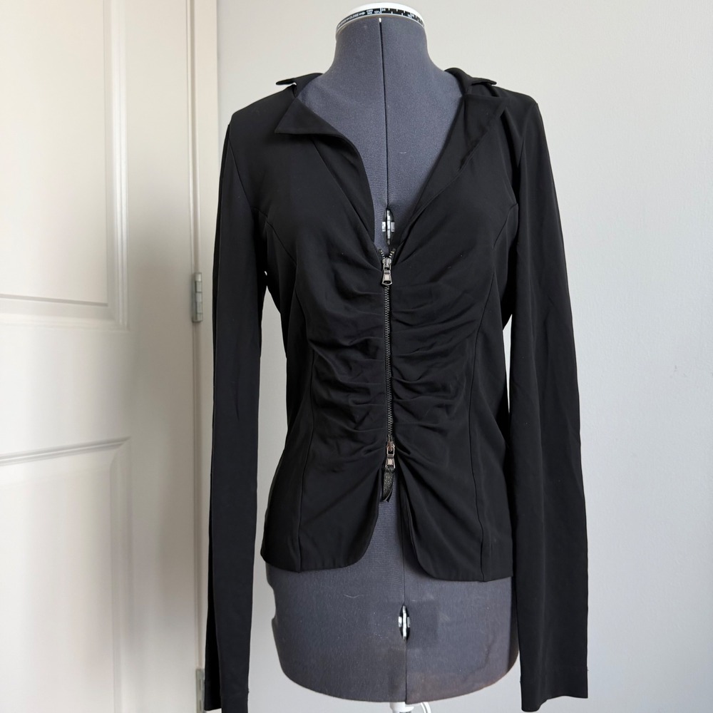 Vintage Y2K Riani Zip-Front Collared Long Sleeve Top